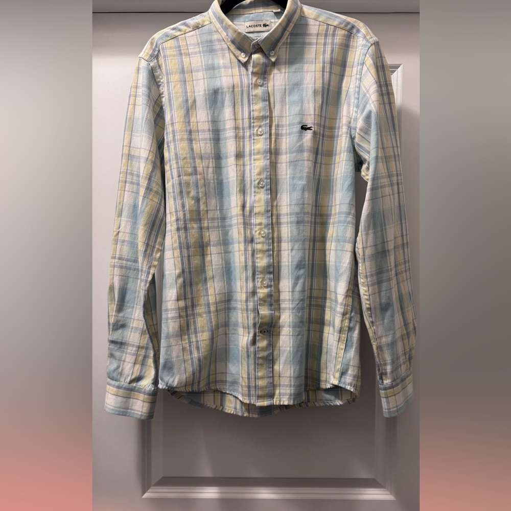 Lacoste Men's Light Plaid Button Down Shirt